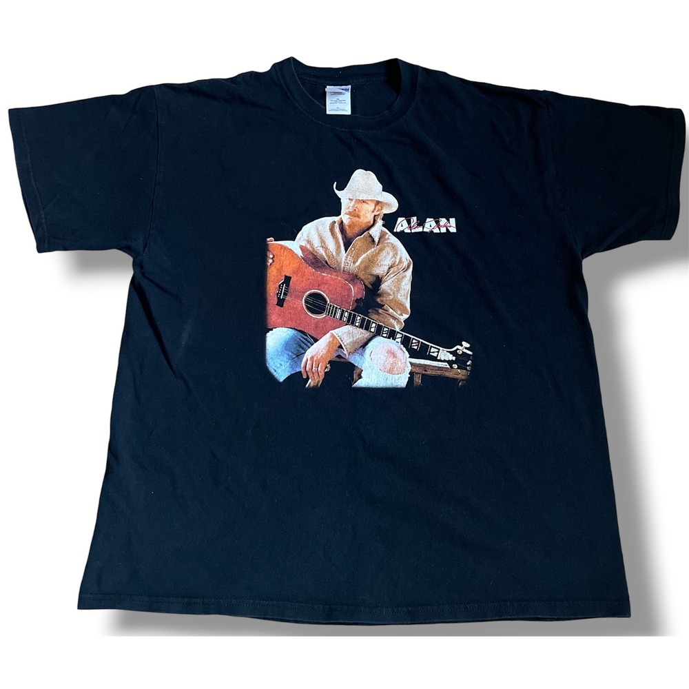 Vtg Alan Jackson Country Music Graphic T-Shirt Mens XL Black Gildan Heavyweight